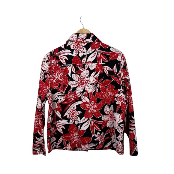 VINTAGE Drapers & Damons Oversized Floral Chore Jacket Black/Red/White M - Picture 3 of 8